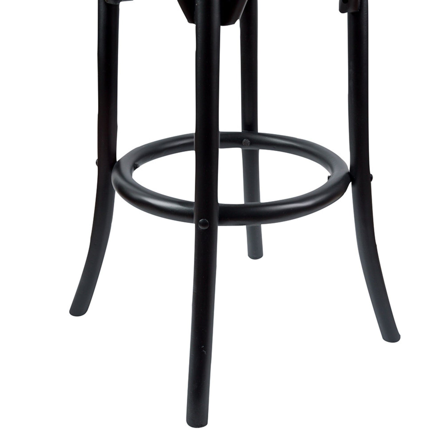 Aster 2pc Round Bar Stools Dining Stool Chair Solid Birch Wood Rattan Seat Black - Cosy Abode