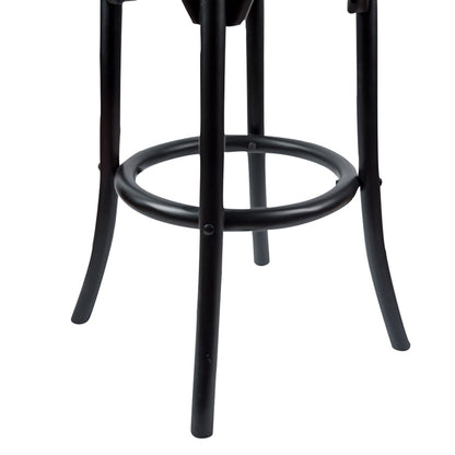 Aster Round Bar Stools Dining Stool Chair Solid Birch Timber Rattan Seat Black - Cosy Abode