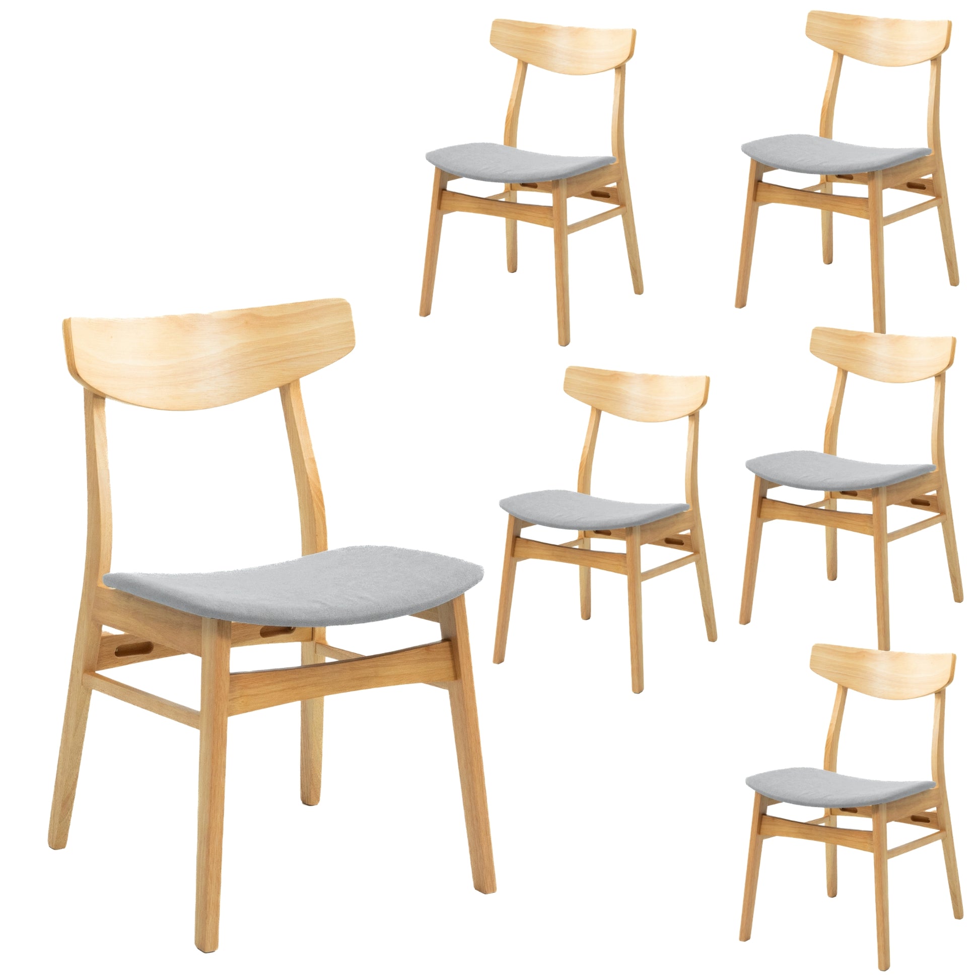 Cusco 7pc Set Dining Set 150cm Table 6 Chair Fabric Seat Scandinavian Style - Cosy Abode