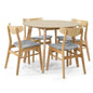 Cusco 5pc Set Dining Set 100cm Round Table 4 Chair Fabric Seat Scandinavian - Cosy Abode
