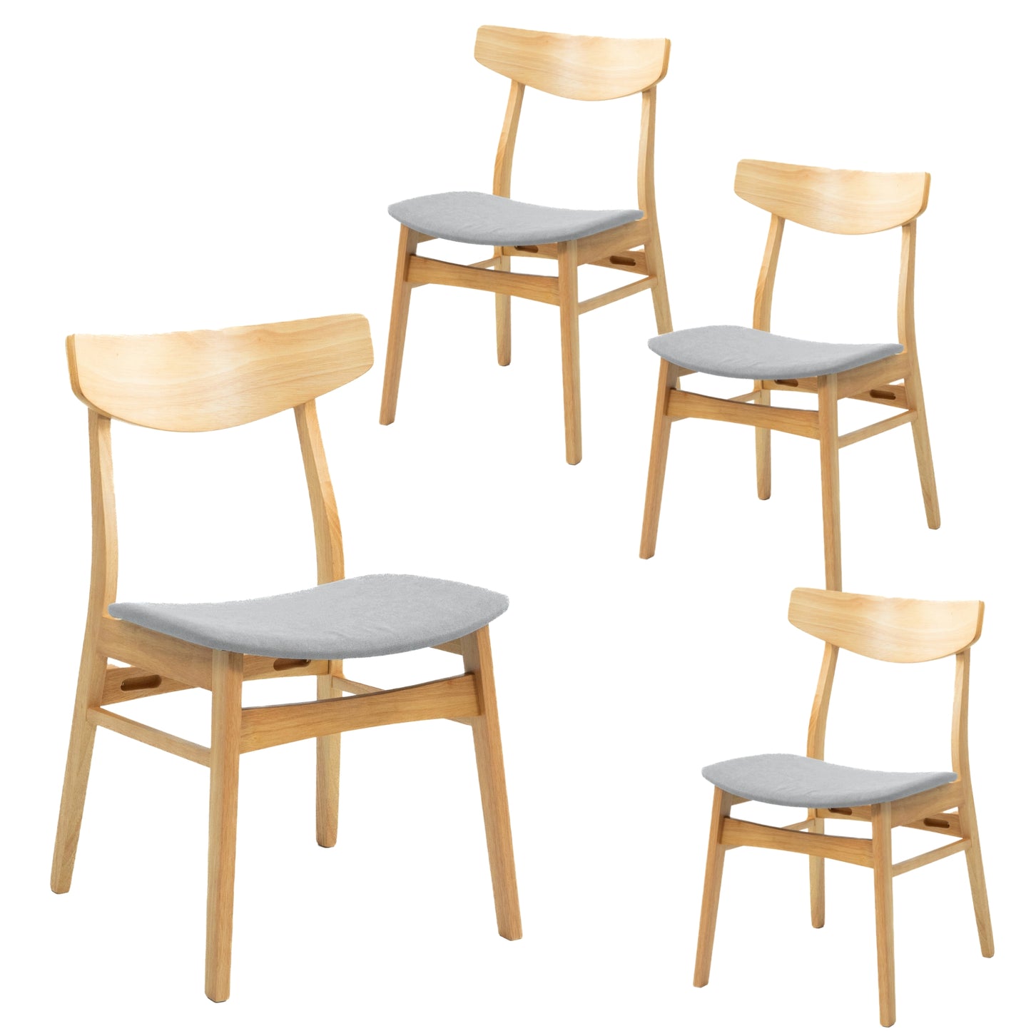 Cusco 5pc Set Dining Set 100cm Round Table 4 Chair Fabric Seat Scandinavian - Cosy Abode