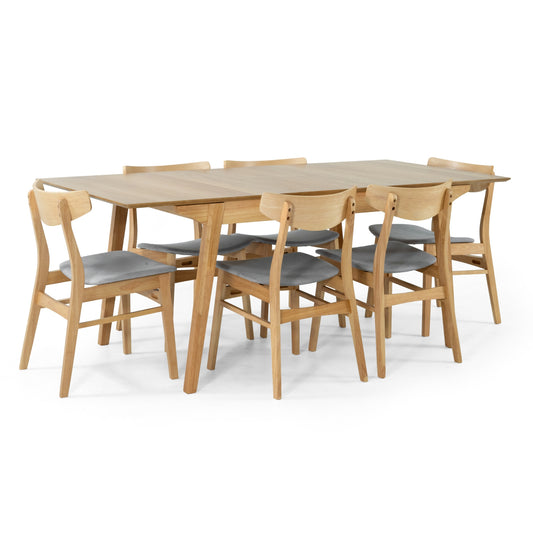 Cusco 7pc Set Dining Set 150 - 190cm Extendable Table 6 Chair Scandinavian Style - Cosy Abode