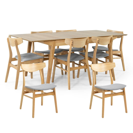 Cusco 9pc Set Dining Set 150 - 190cm Extendable Table 8 Chair Scandinavian Style - Cosy Abode
