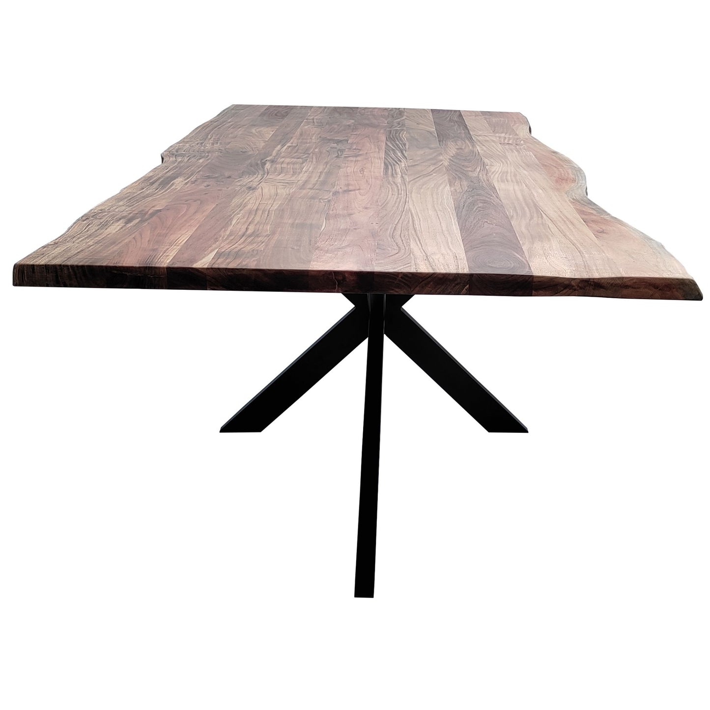 Lantana 7pc 210cm Dining Table 6 Black Wishbone Chair Set Live Edge Acacia Wood - Cosy Abode