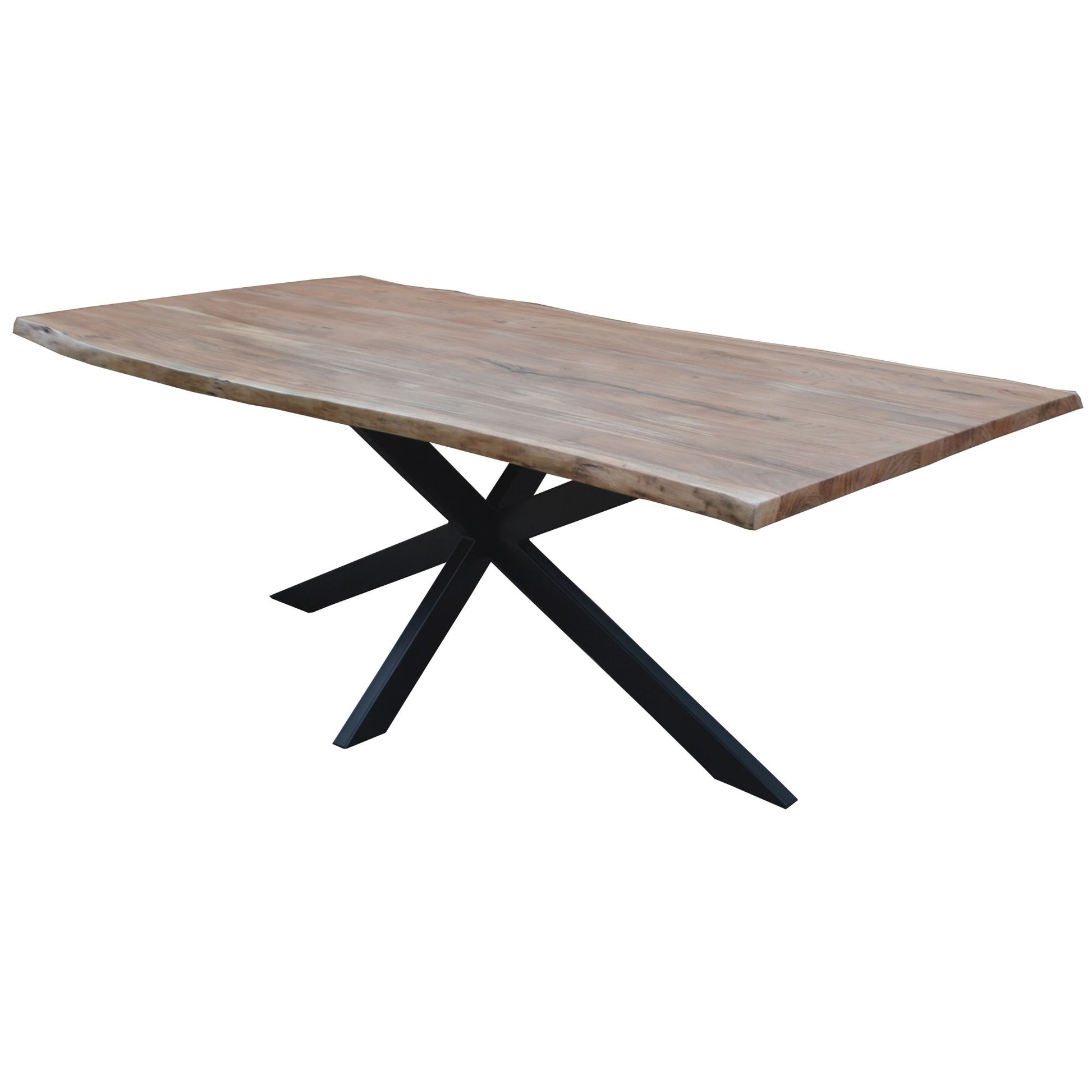 Lantana 7pc 210cm Dining Table 6 Black Arched Back Chair Set Live Edge Acacia - Cosy Abode