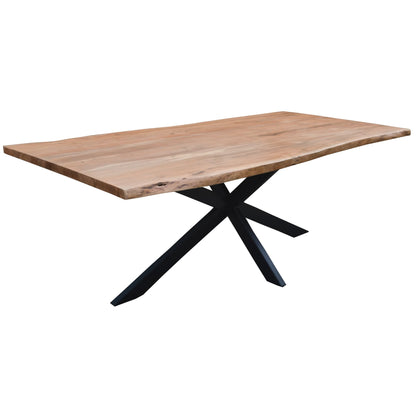 Lantana 9pc 240cm Dining Table 8 Black X-Back Chair Set Live Edge Acacia Wood - Cosy Abode