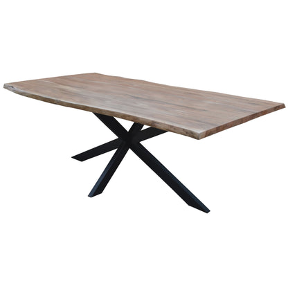 Lantana 9pc 240cm Dining Table 8 Black X-Back Chair Set Live Edge Acacia Wood - Cosy Abode