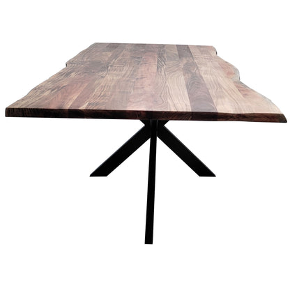 Lantana 9pc 240cm Dining Table 8 Black Arched Back Chair Set Live Edge Acacia - Cosy Abode