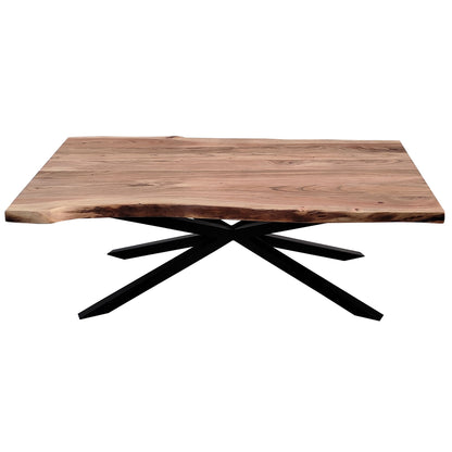 Lantana Coffee Table 130cm Live Edge Solid Acacia Timber Wood Metal Leg -Natural - Cosy Abode