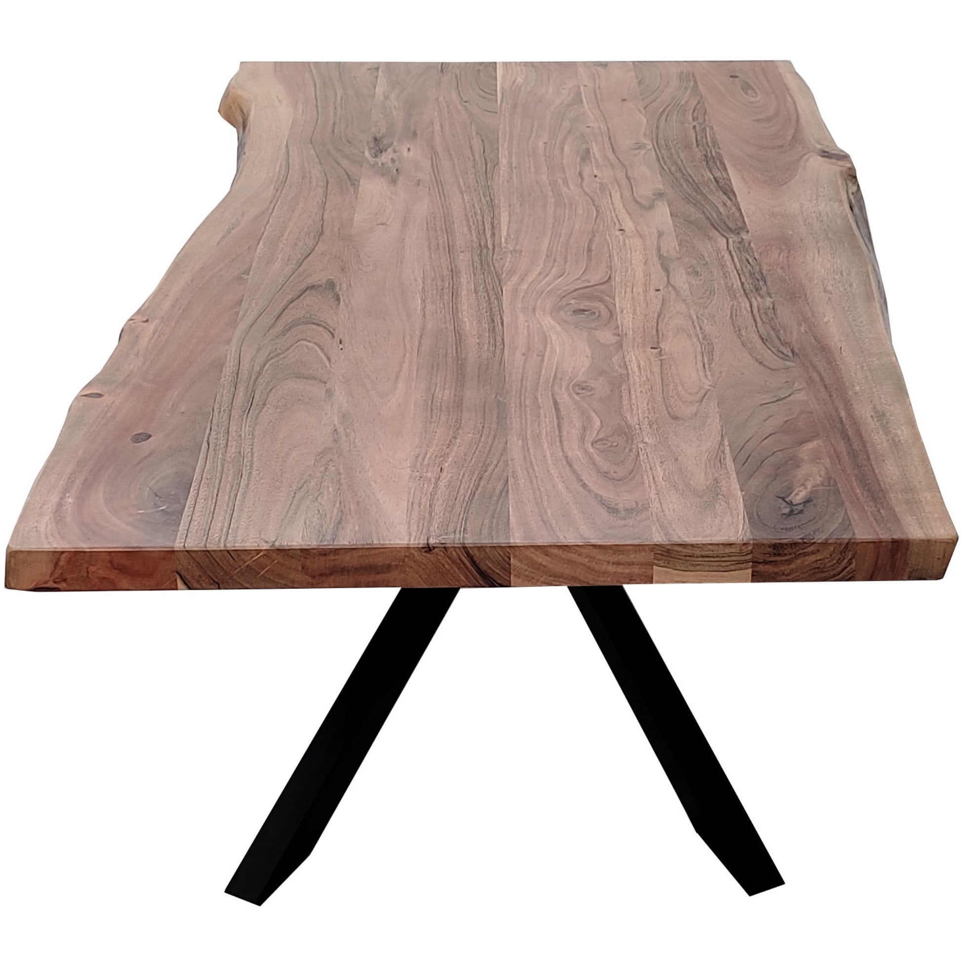 Lantana Coffee Table 130cm Live Edge Solid Acacia Timber Wood Metal Leg -Natural - Cosy Abode