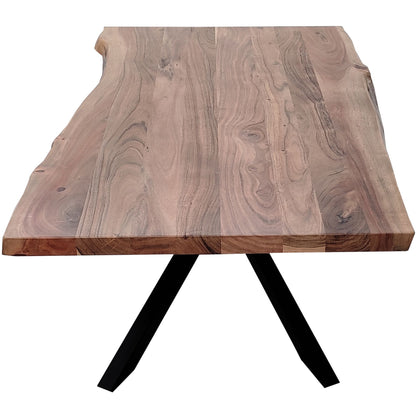 Lantana Coffee Table 130cm Live Edge Solid Acacia Timber Wood Metal Leg -Natural - Cosy Abode