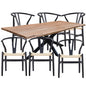 Lantana 7pc 180cm Dining Table 6 Black Wishbone Chair Set Live Edge Acacia Wood - Cosy Abode