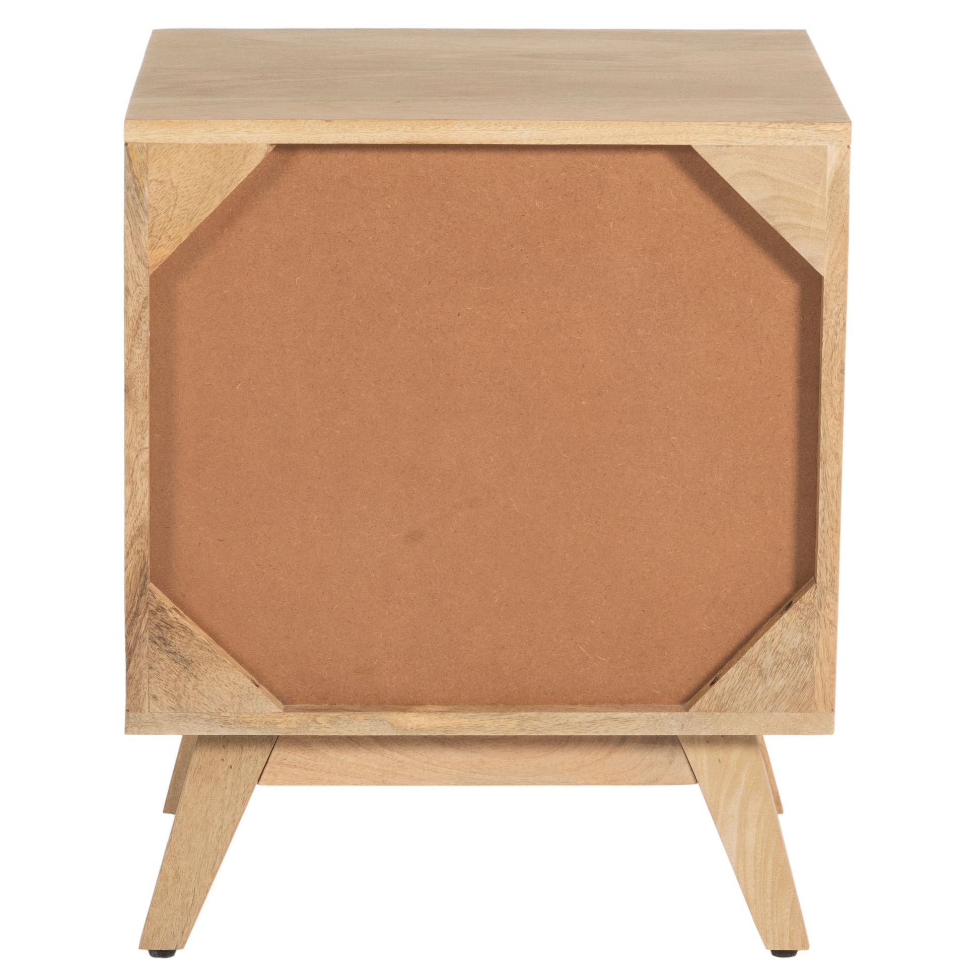 Olearia  Bedside Table 2 Drawer Storage Cabinet Solid Mango Wood Rattan Natural - Cosy Abode