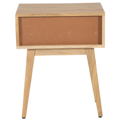 Olearia  Bedside Table 1 Drawer Storage Cabinet Solid Mango Wood Rattan Natural - Cosy Abode