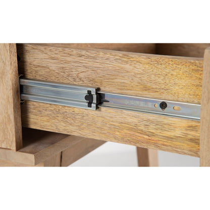 Olearia  Bedside Table 1 Drawer Storage Cabinet Solid Mango Wood Rattan Natural - Cosy Abode