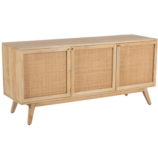 Olearia  Buffet Table 150cm 3 Door Solid Mango Wood Storage Cabinet Natural - Cosy Abode