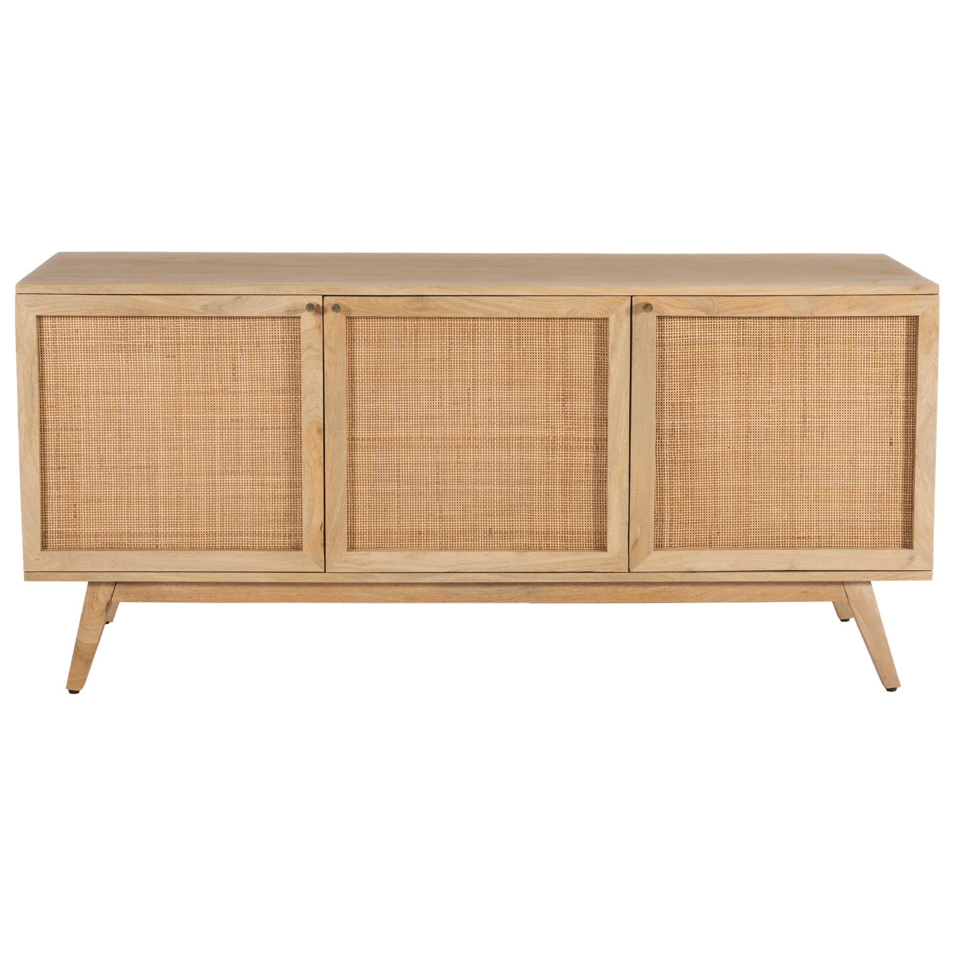 Olearia  Buffet Table 150cm 3 Door Solid Mango Wood Storage Cabinet Natural - Cosy Abode