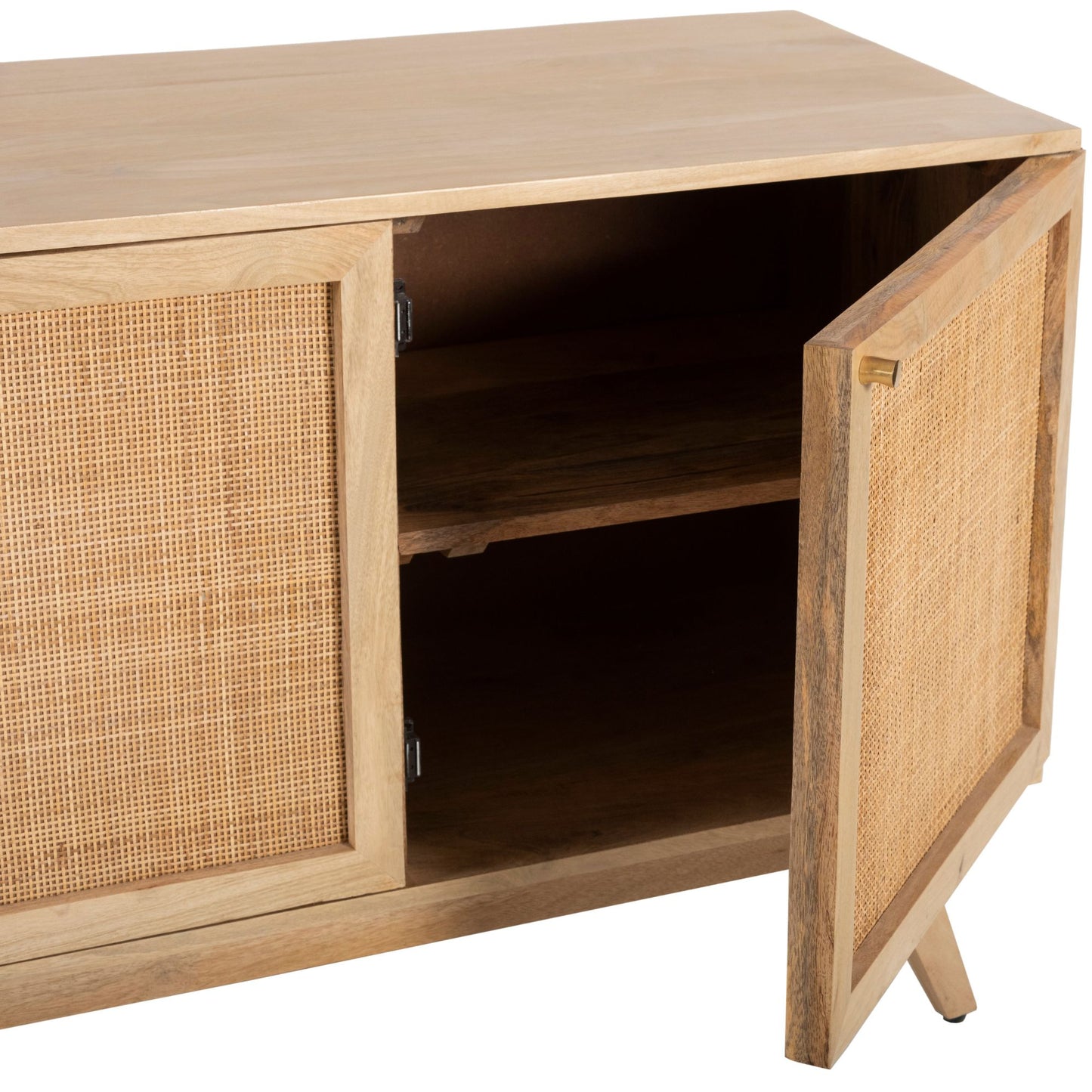 Olearia  Buffet Table 150cm 3 Door Solid Mango Wood Storage Cabinet Natural - Cosy Abode