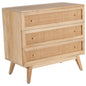 Olearia  Storage Cabinet Buffet Chest of 3 Drawer Mango Wood Rattan Natural - Cosy Abode