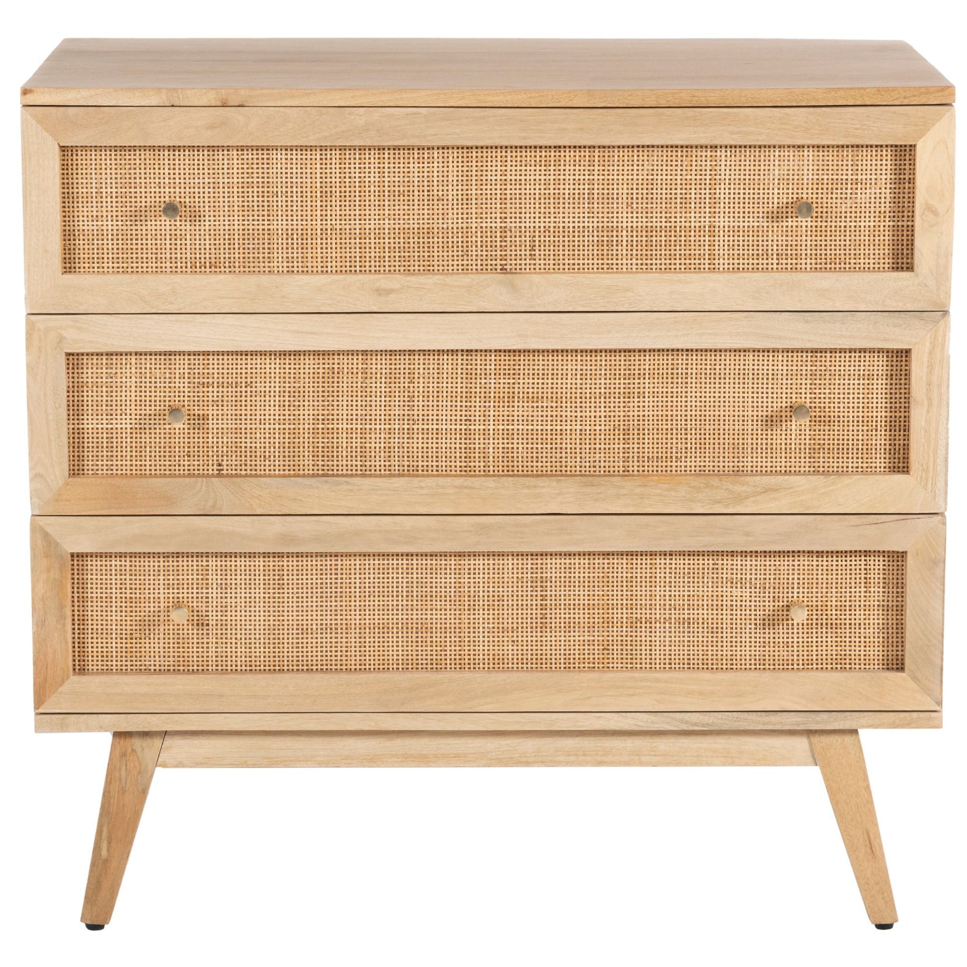 Olearia  Storage Cabinet Buffet Chest of 3 Drawer Mango Wood Rattan Natural - Cosy Abode