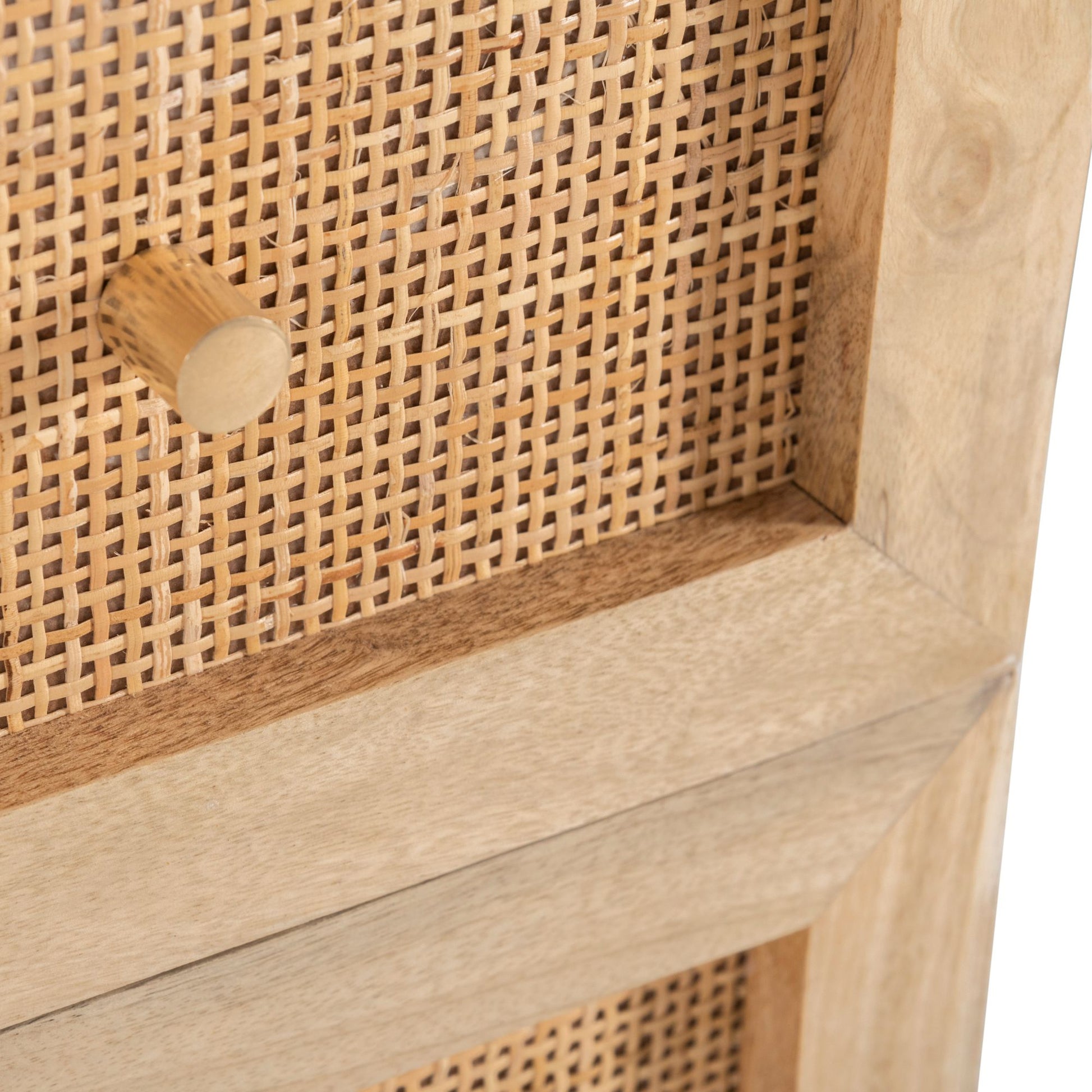 Olearia  Storage Cabinet Buffet Chest of 3 Drawer Mango Wood Rattan Natural - Cosy Abode
