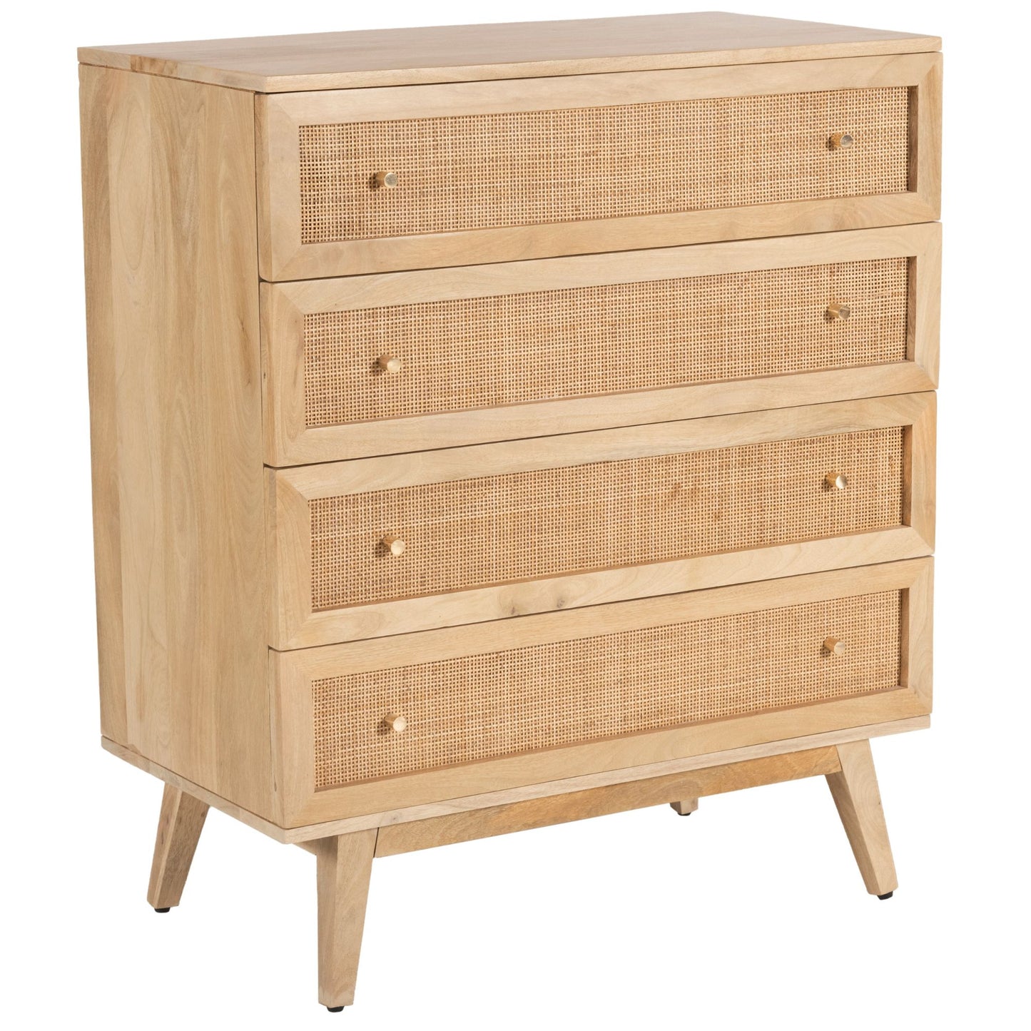 Olearia  Storage Cabinet Buffet Chest of 4 Drawer Mango Wood Rattan Natural - Cosy Abode
