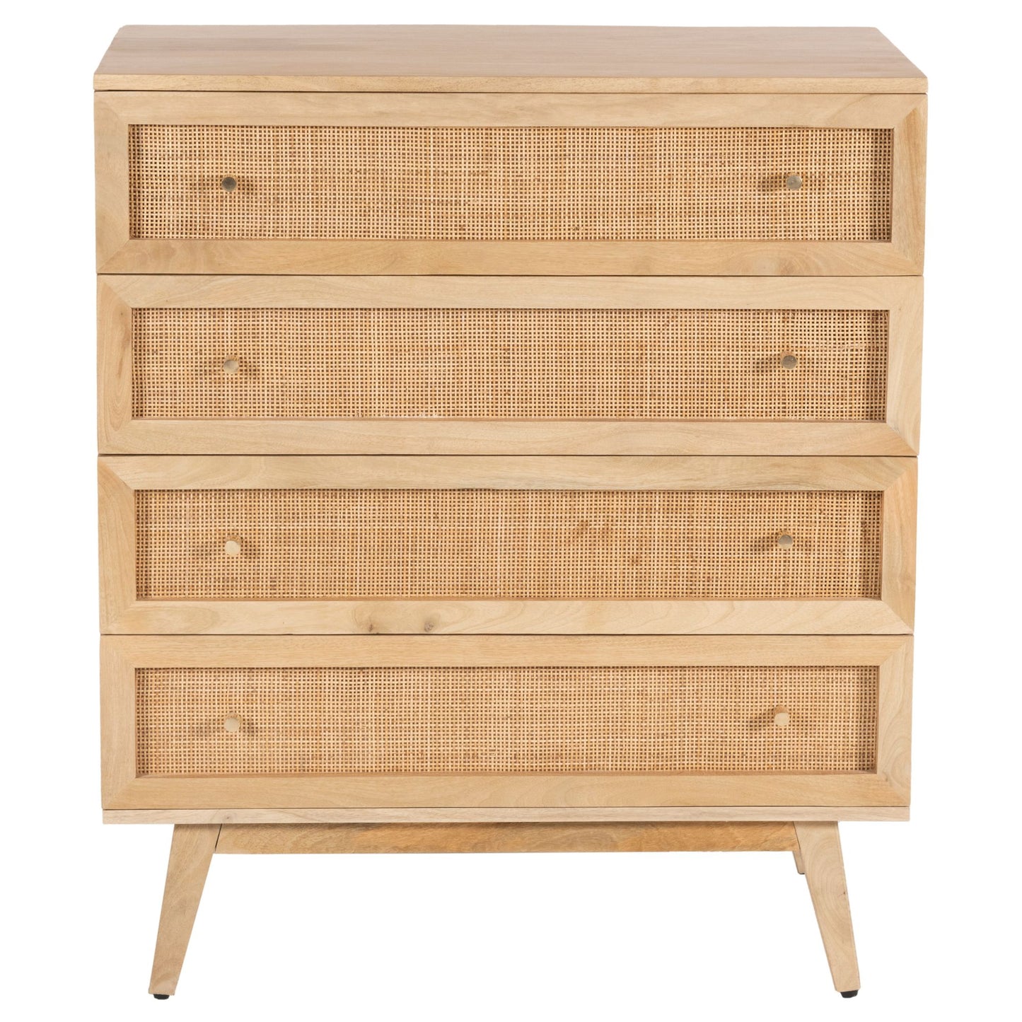 Olearia  Storage Cabinet Buffet Chest of 4 Drawer Mango Wood Rattan Natural - Cosy Abode