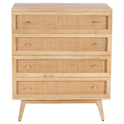 Olearia  Storage Cabinet Buffet Chest of 4 Drawer Mango Wood Rattan Natural - Cosy Abode