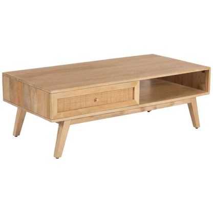 Olearia  Coffee Table 120cm Solid Mango Timber Wood Rattan Furniture Natural - Cosy Abode