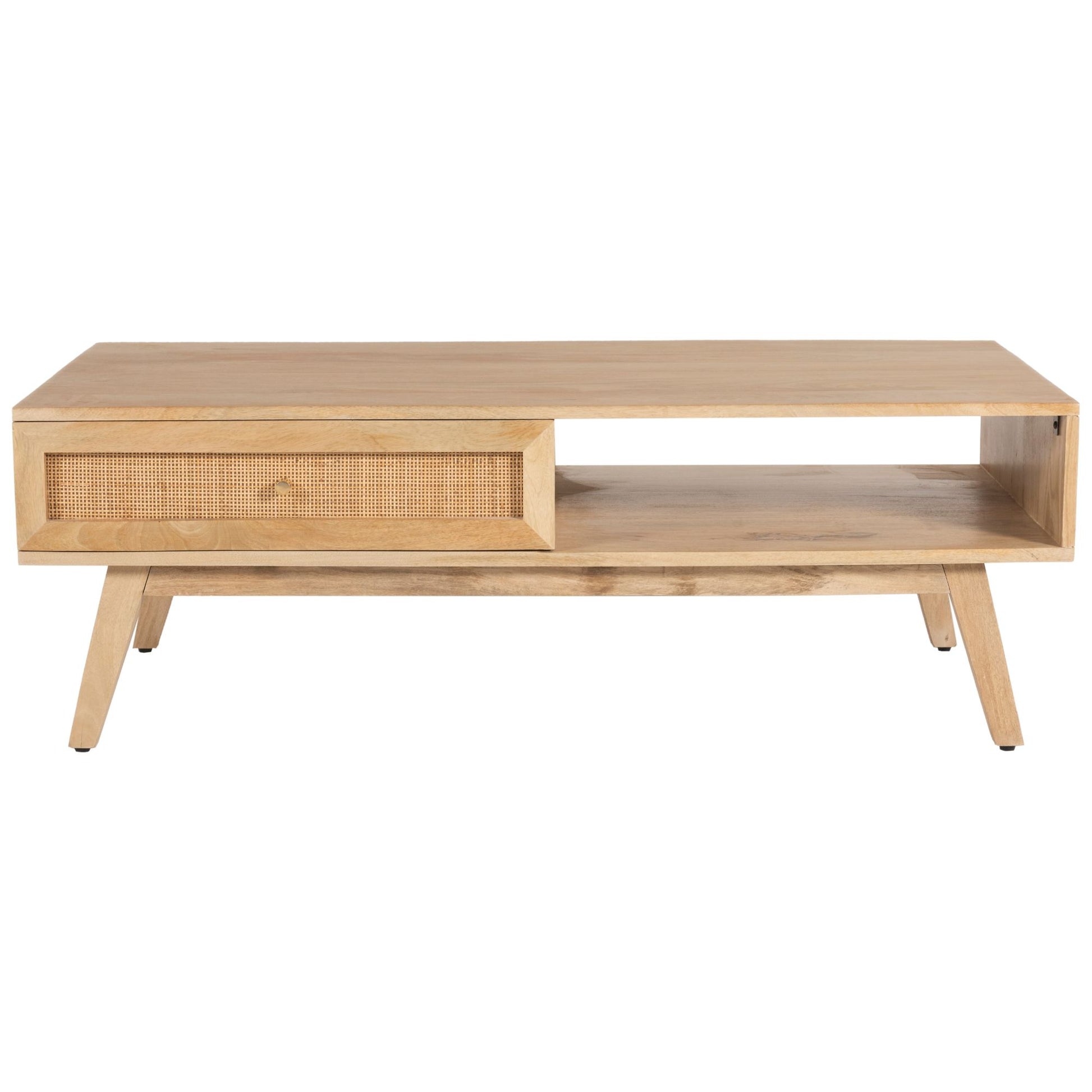 Olearia  Coffee Table 120cm Solid Mango Timber Wood Rattan Furniture Natural - Cosy Abode