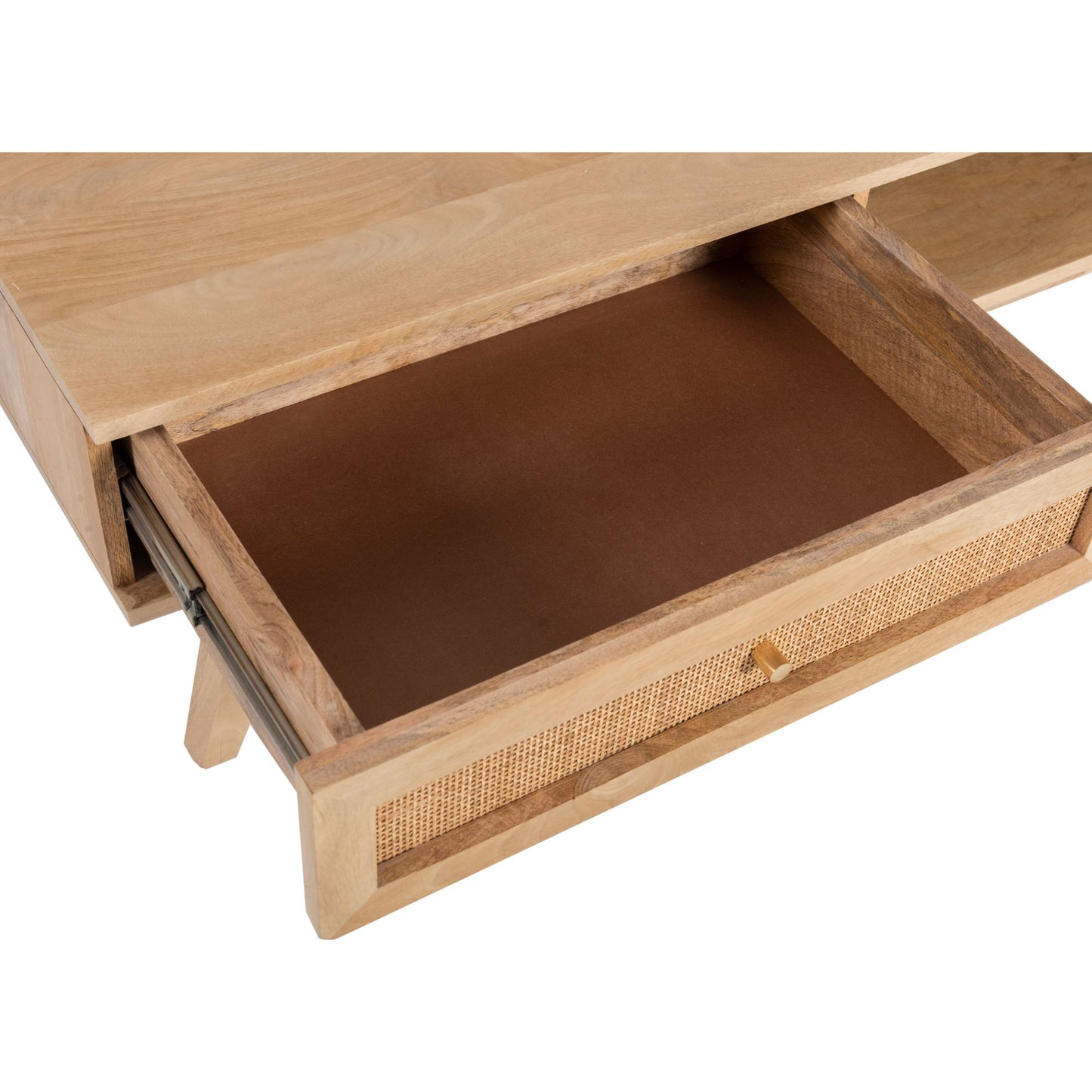 Olearia  Coffee Table 120cm Solid Mango Timber Wood Rattan Furniture Natural - Cosy Abode