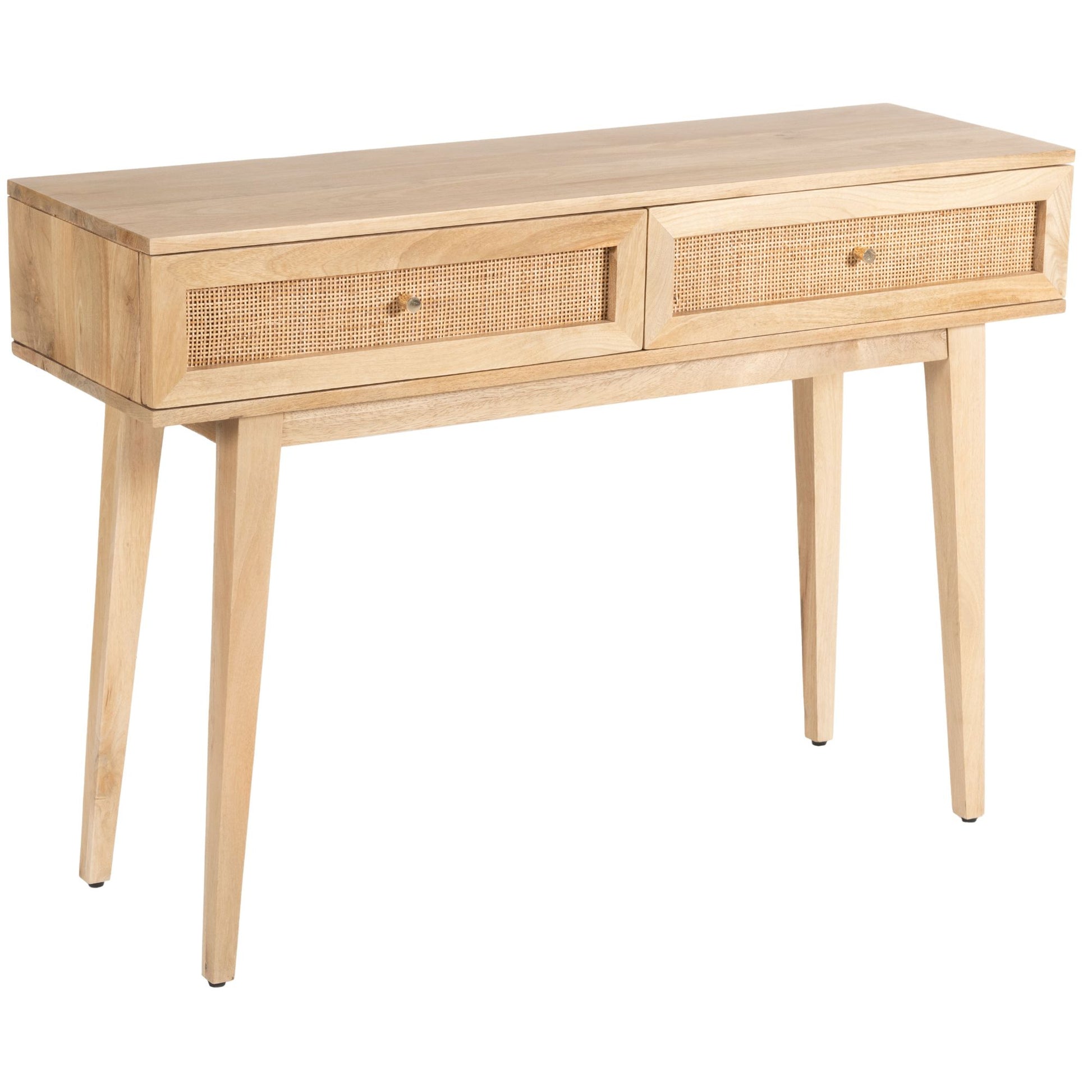 Olearia  Console Table 110cm Solid Mango Timber Wood Rattan Furniture Natural - Cosy Abode