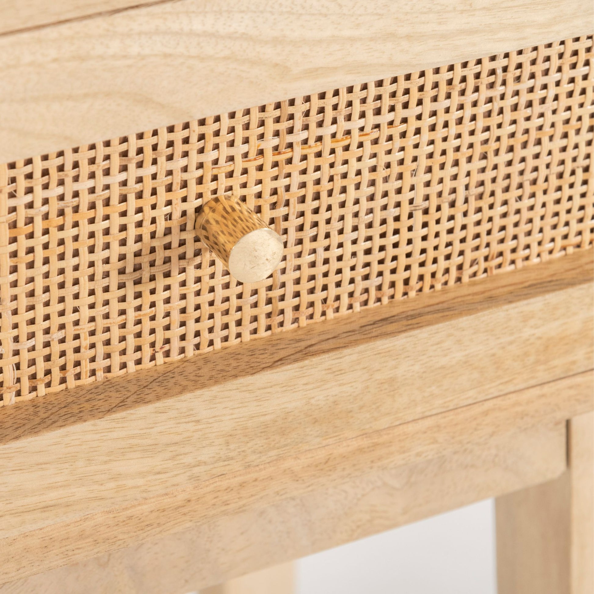 Olearia  Console Table 110cm Solid Mango Timber Wood Rattan Furniture Natural - Cosy Abode