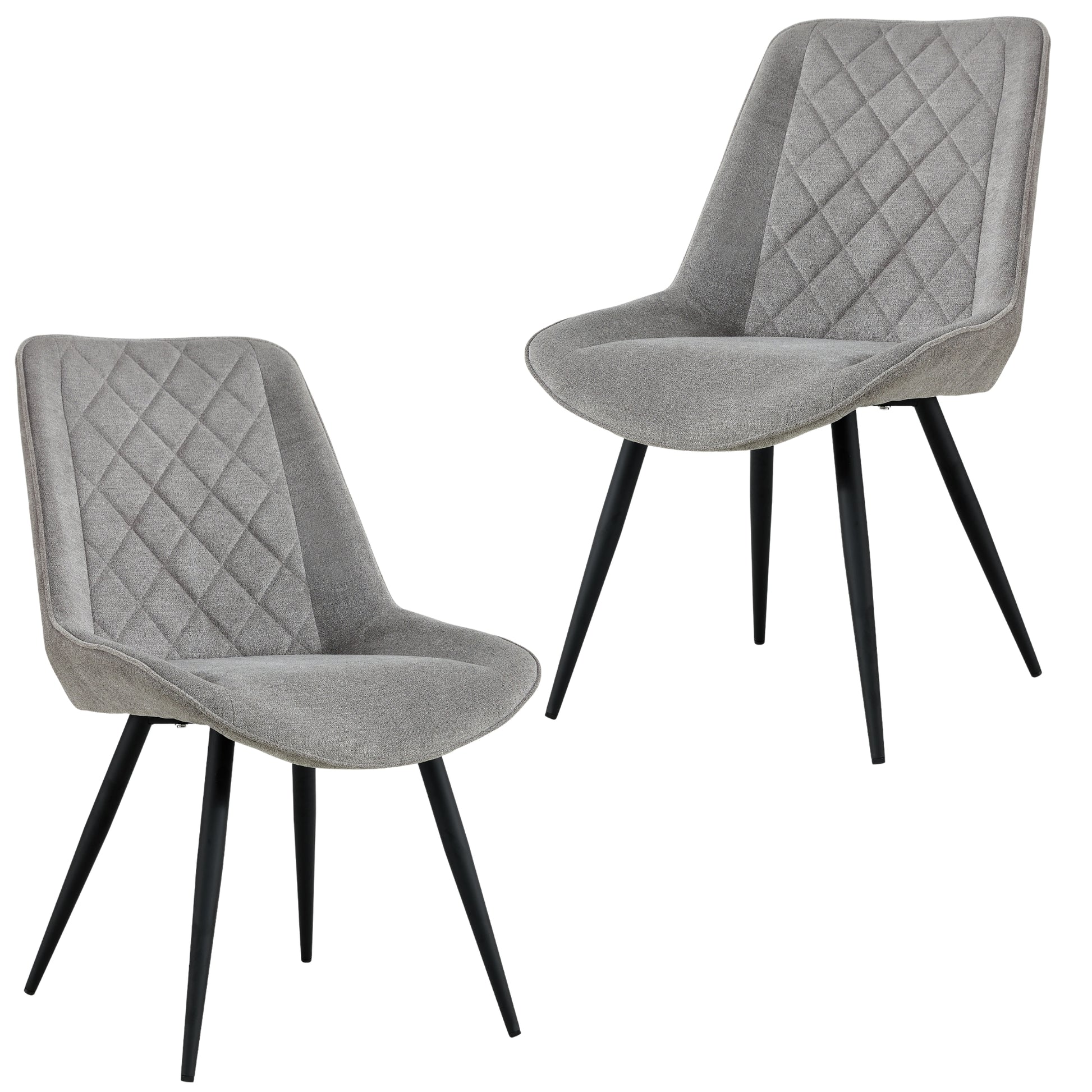 Helenium Dining Chair Set of 2 Fabric Seat with Metal Frame - Granite - Cosy Abode