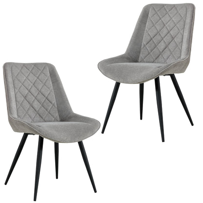 Helenium Dining Chair Set of 2 Fabric Seat with Metal Frame - Granite - Cosy Abode