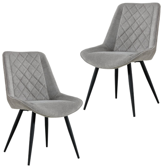 Helenium Dining Chair Set of 2 Fabric Seat with Metal Frame - Granite - Cosy Abode