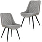 Helenium Dining Chair Set of 2 Fabric Seat with Metal Frame - Granite - Cosy Abode