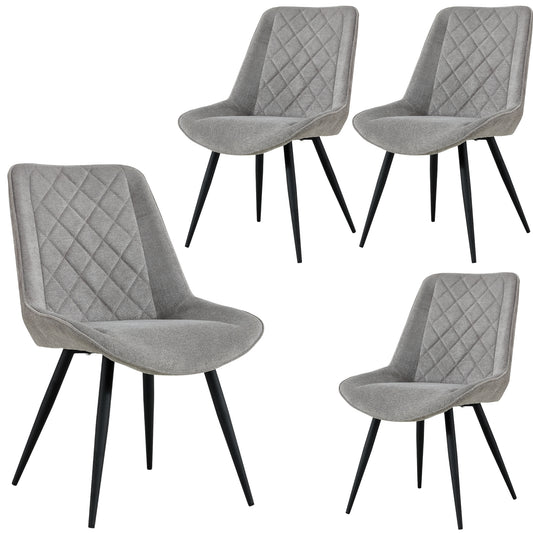 Helenium Dining Chair Set of 4 Fabric Seat with Metal Frame - Granite - Cosy Abode