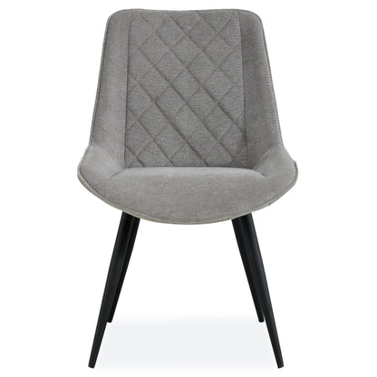 Helenium Dining Chair Set of 6 Fabric Seat with Metal Frame - Granite - Cosy Abode