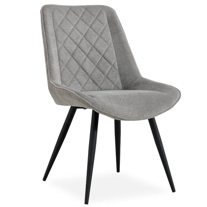 Helenium Dining Chair Set of 6 Fabric Seat with Metal Frame - Granite - Cosy Abode