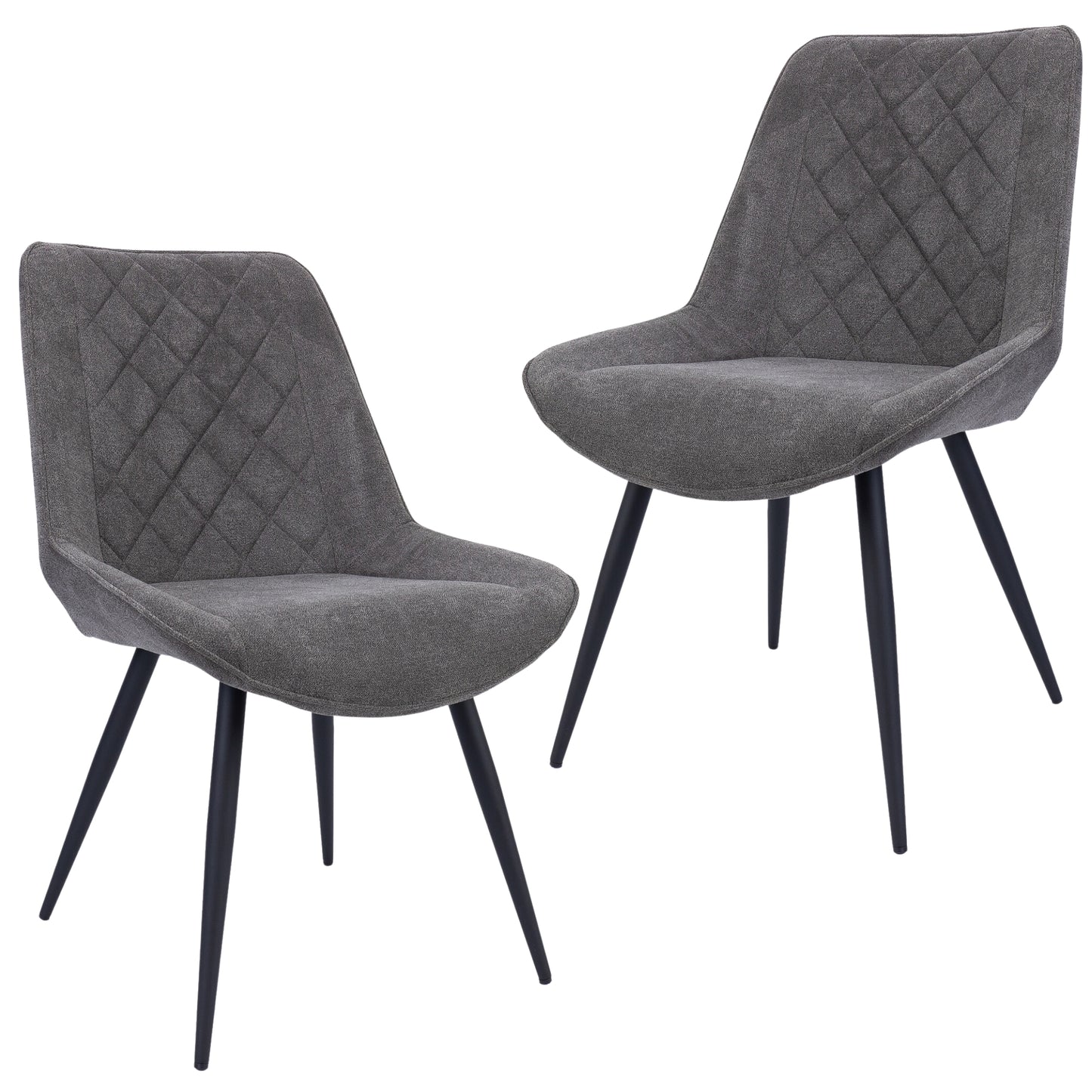 Helenium Dining Chair Set of 2 Fabric Seat with Metal Frame - Graphite - Cosy Abode