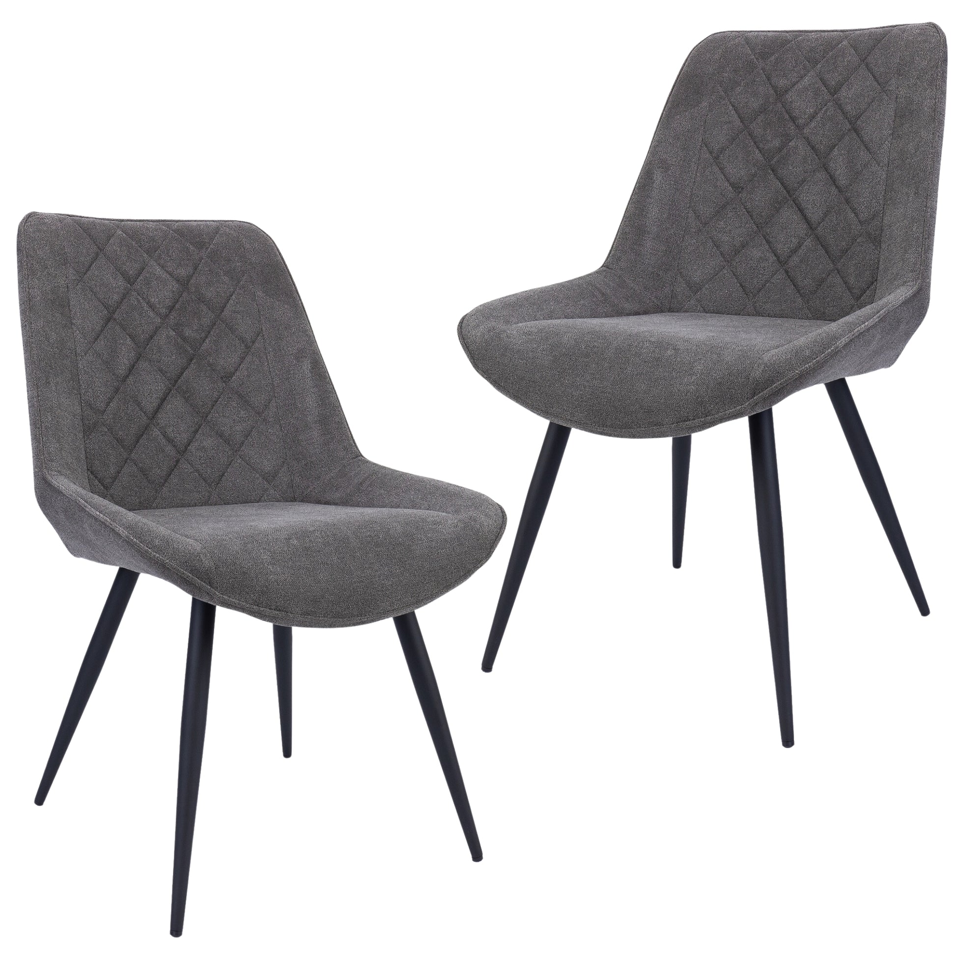 Helenium Dining Chair Set of 2 Fabric Seat with Metal Frame - Graphite - Cosy Abode