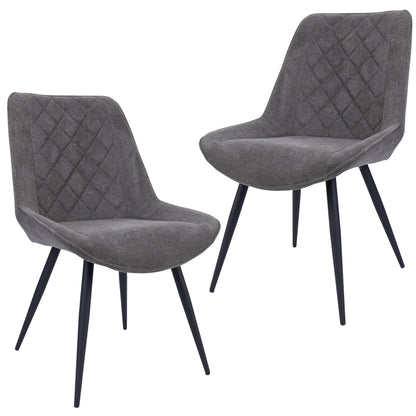 Helenium Dining Chair Set of 2 Fabric Seat with Metal Frame - Graphite - Cosy Abode