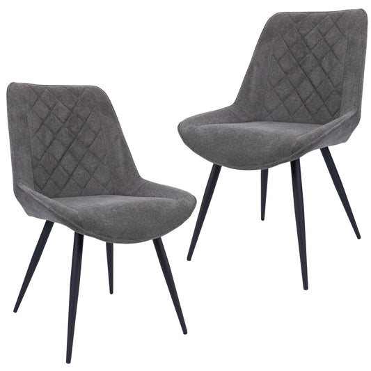 Helenium Dining Chair Set of 2 Fabric Seat with Metal Frame - Graphite - Cosy Abode