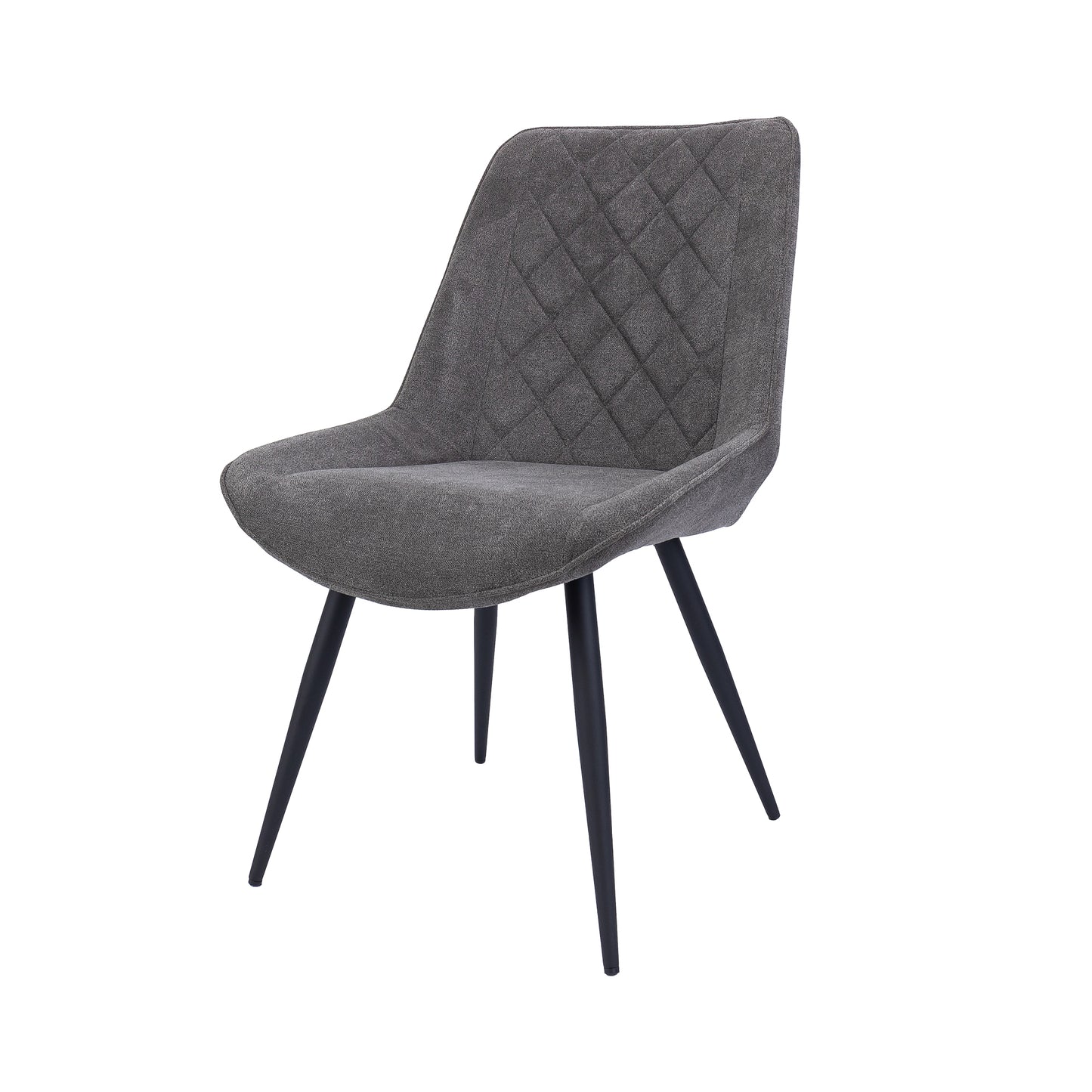 Helenium Dining Chair Set of 2 Fabric Seat with Metal Frame - Graphite - Cosy Abode