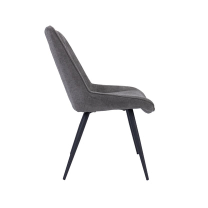 Helenium Dining Chair Set of 2 Fabric Seat with Metal Frame - Graphite - Cosy Abode