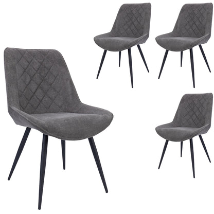 Helenium Dining Chair Set of 4 Fabric Seat with Metal Frame - Graphite - Cosy Abode