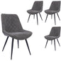 Helenium Dining Chair Set of 4 Fabric Seat with Metal Frame - Graphite - Cosy Abode