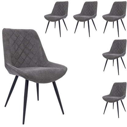 Helenium Dining Chair Set of 6 Fabric Seat with Metal Frame - Graphite - Cosy Abode
