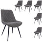 Helenium Dining Chair Set of 6 Fabric Seat with Metal Frame - Graphite - Cosy Abode